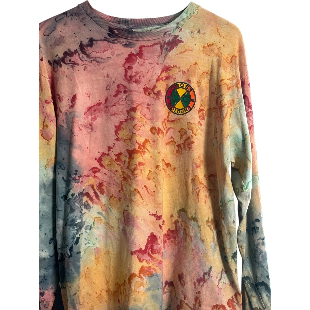Cross Colours Tie Dye Long Sleeve Shirt "Clothing Without Prejudice" Graphic XL - Picture 2 of 6